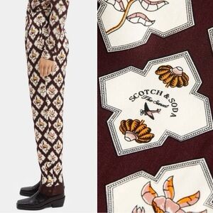 Scotch & Soda Burgundy and Cream Patterned Pants